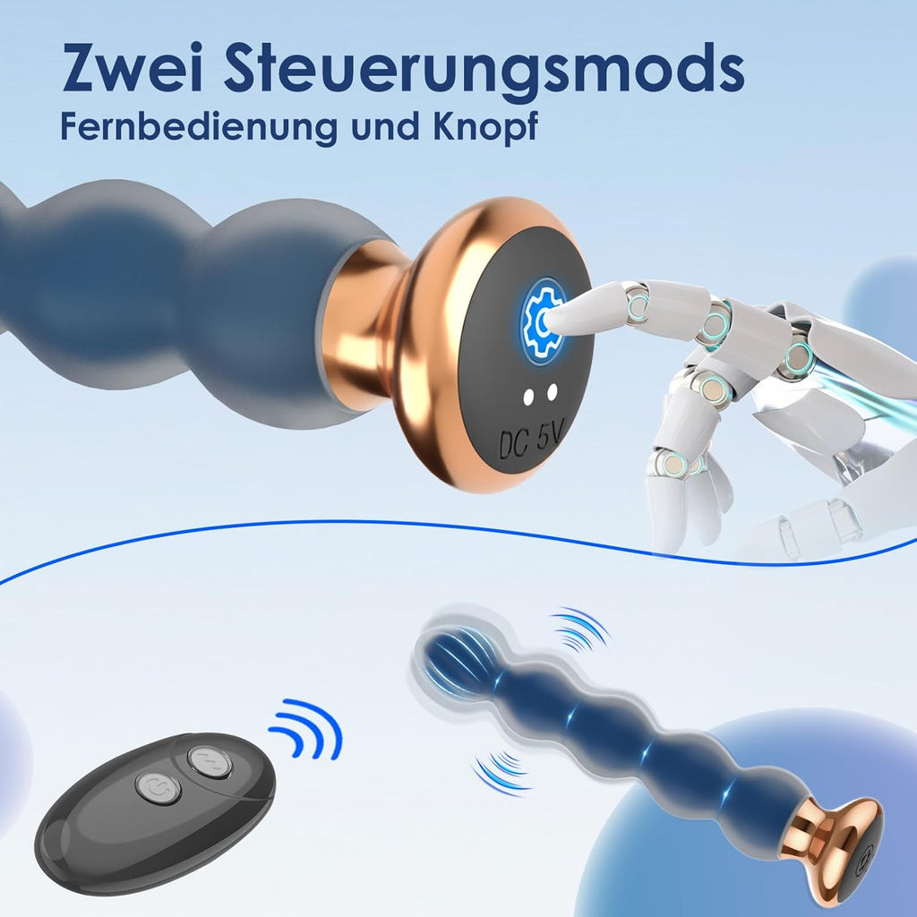 Analvibratoren Anfänger Analplug# für Männer und Frauen, Silikon Analkugeln Butt plug mit 10 Vibrationmodi Fernbedienung Sexspielzeug Prostate Stimulation Massager für Parre Extrem Sex