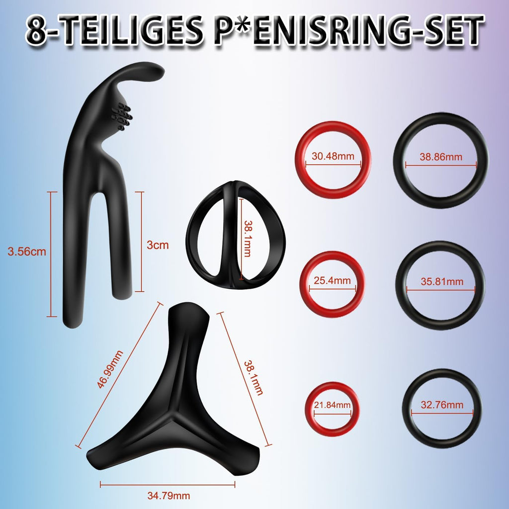 Dreieckiger Penisringe，Pleasure Ring Set 5 Cockringe Silikon Cockringe Hodenringe für Eine Härtere und Längere Erektion Erotisches Sexspielzeug für Paare Passend für Jede Größe Penis Ring Schwarz
