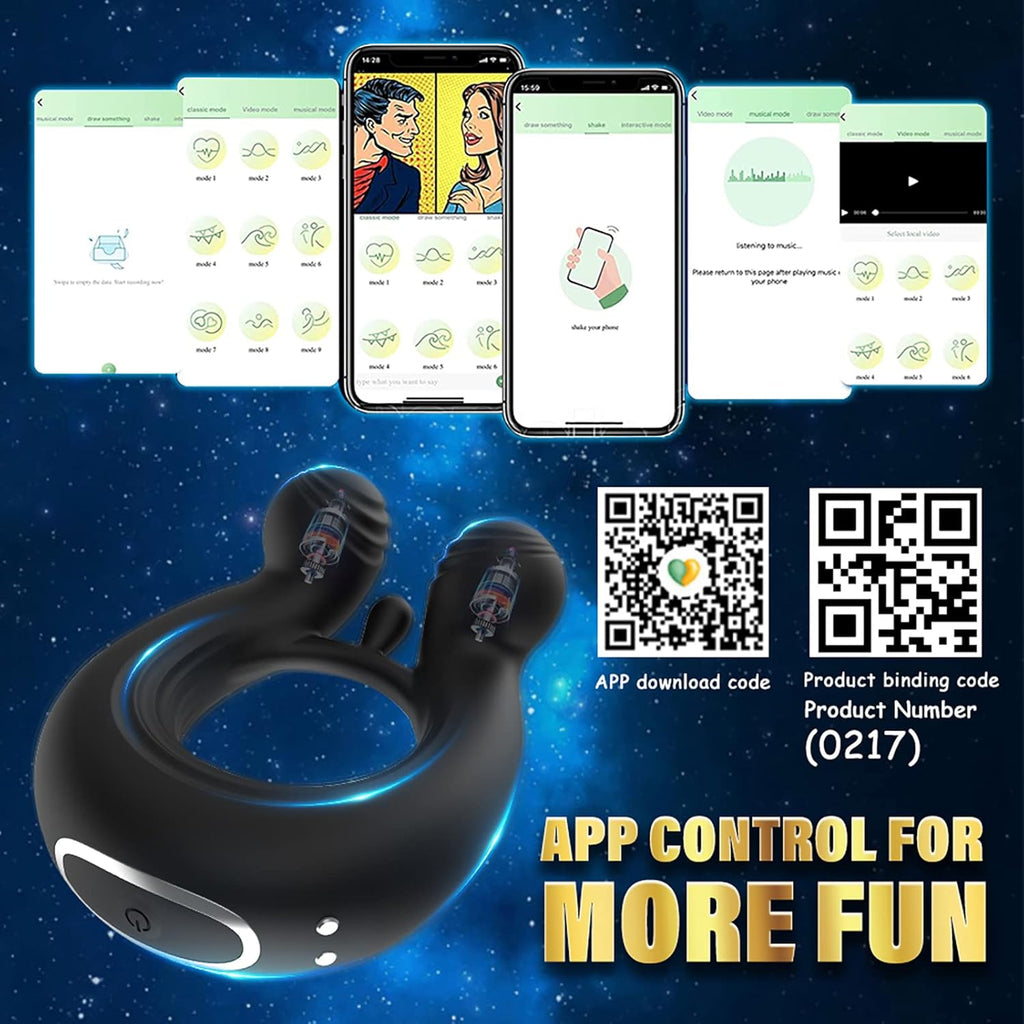 Vibrator mit APP-Steuerung Silikon Cockring für Penis/Hoden Stimulation, 3 IN 1 MULTIFUNKTIONALES DESIGN, 9 Vibrationsmodi, Wasserdichter Hodenringe Paarvibrator Sexspielzeug für Männer