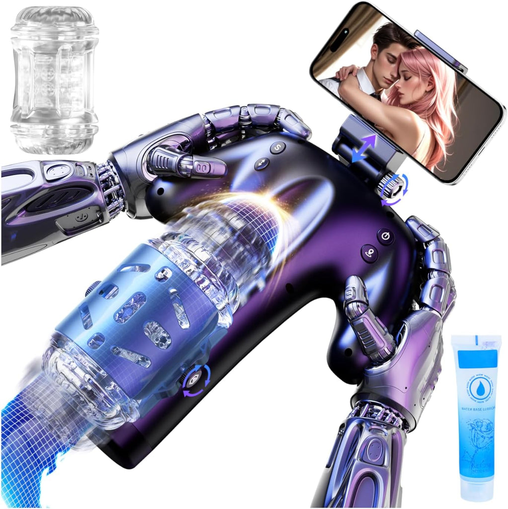 Masturbator Mann mit Handyhalter & Doppelseitigen Tasten, 5 Schubmodi, 1-10 cm Stoßweg, Masturbator Männer Sex Sexspielzeug Masturbatoren