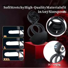 Laden Sie das Bild in den Galerie-Viewer, Männliche Blumenform Penisring Hoden Vibrierendes Sexspielzeug mit 10 Vibrationsmodi Penisring Vibrator Massage Penis Hoden Langanhaltende Erektion Sexspielzeug für Männer Paare