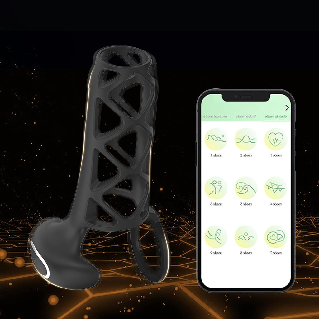 Penisring Vibrator mit 9 Vibrationsmodi Große Größe Hohlgewebe Penisbeschränkung Klitorisstimulation App Fernbedienung Erotisches Sexspielzeug für Paare Mann und Frau