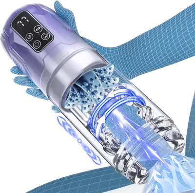 Elektrischer Masturbator Masturbieren für Männer 7 Teleskop & Rotation & Vibration & Saugen Sexspielzeug für die Männer Zungenlecken Blowjob Taschenmuschi Masturbatoren Penis Massage