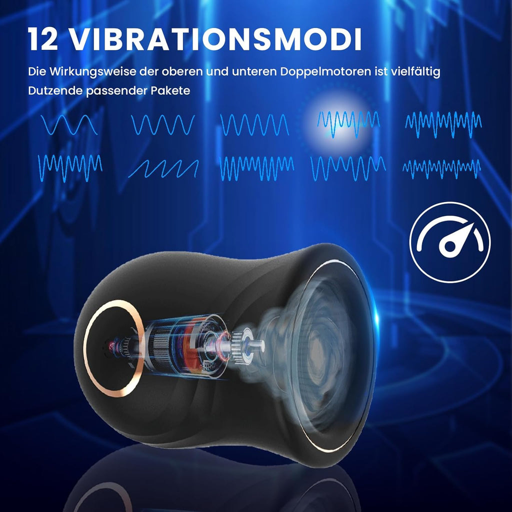 Elektrische Masturbator Cup mit 12 Vibrationsmodi – Taschenmuschi für Männer, Wasserdichter Masturbator mit Spiralstruktur, Vibratorensets Sexspielzeug für Männer Solo & Paare