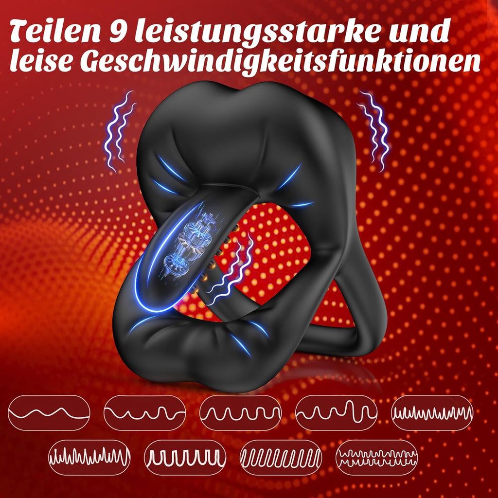 Dual Penisring Vibrator mit 360° Verstellbarem Tongue Klitorisstimulator, Sex Spielzeug für die Paare Männer, Penis Ring Sexspielzeug für Paare Extrem Sex, Penisringe Sextoysets für Paare Sex Cockring