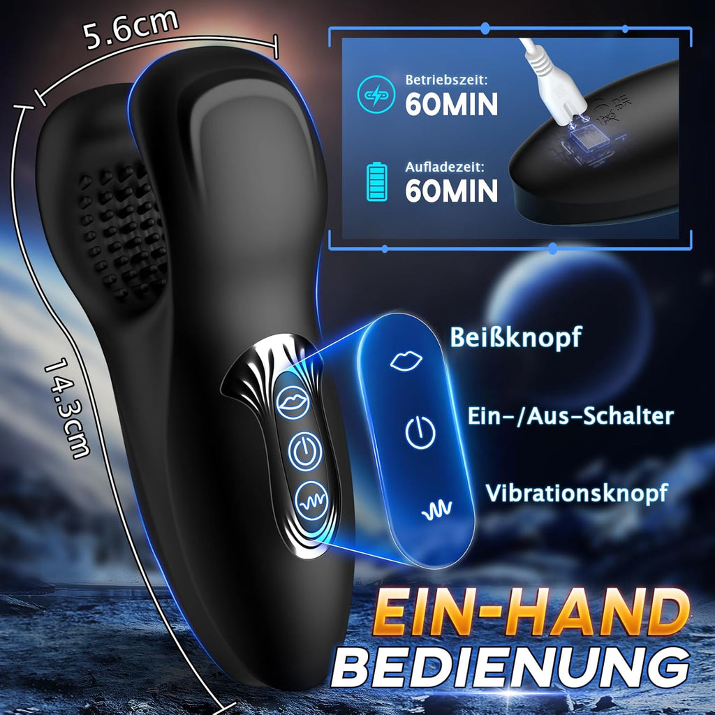 Masturbieren für Männer Masturbator Penis Trainer mit 10 Beißfunktion Sex Spielzeug für die Männer Handheld Penis Vibrator Masturbatoren mit 3D-Weichpartikel 10 Vibrationsmodi Männer Mastorbator