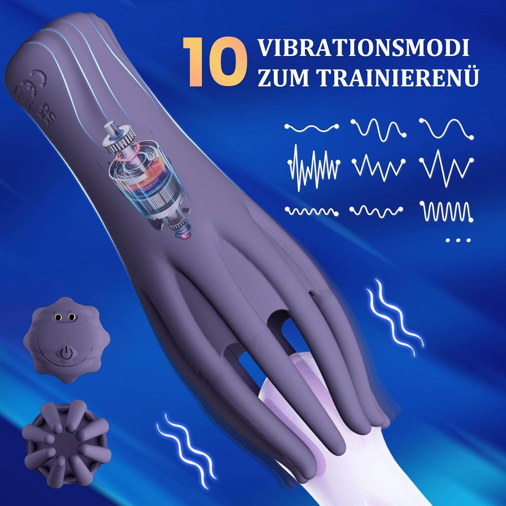 Elektrische Eichelvibrator,Penis-Vibrator im Griffdesign Mit 10 Vibrationsmodi Penistrainer Massagegerät,Elektrische Masturbator Cup Multiple Reize Sexspielzeug für Mann Silikon Männerpokal