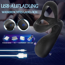 Laden Sie das Bild in den Galerie-Viewer, 3 in 1 Silikon Cockring Vibratoren-Anal und Perineum Klitoris Stimulator mit 10 Modi Vibration,Dehnbar Penisringe Erektion Massager,Sexspielzeug für Männer und Paare Extrem Schwarz