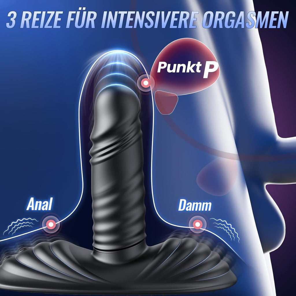 Plug Sitting and Riding Vibrator Sex Toy for Couples with 9 Vibrations 3 Shock Functions, Clit G-Spot Dildo Double Stimulator Sex Toy for Women, Vibrators for Men
