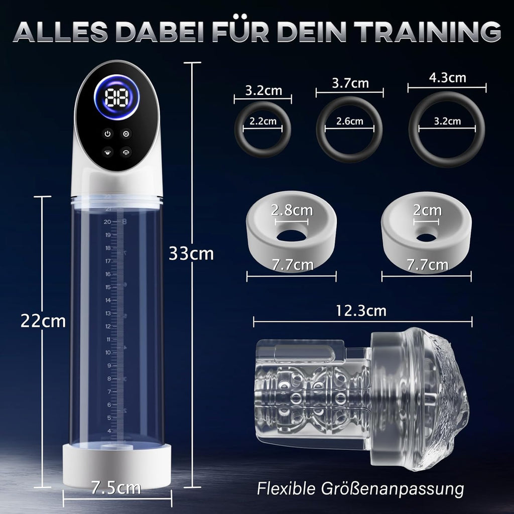 Penispumpe für Penisvergrößerung mit 6 Saugstufen, LCD-Display elektrische Penis Pumpe Vakuumpumpe Sex Spielzeug für Männer zum masturbieren für Männer mit Taschenmuschi Masturbator Penisring