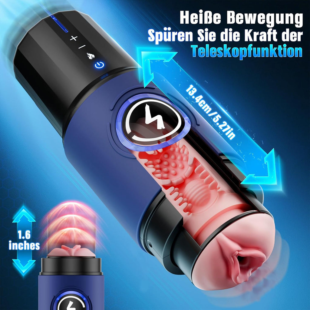KI-Interaktion 360° Schnellheiz Masturbator Sex Spielzeug für die Männer, Masturbieren für Männer 5 Intensiver Teleskopfunktion Sexspielzeug, Realistische Masturbatoren Liner Abnehmbare Sex Toys
