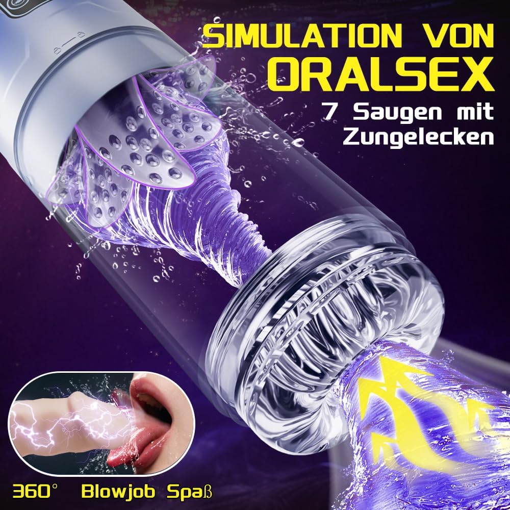 Elektrischer Masturbator Masturbieren für Männer 7 Teleskop & Rotation & Vibration & Saugen Sexspielzeug für die Männer Zungenlecken Blowjob Taschenmuschi Masturbatoren Penis Massage