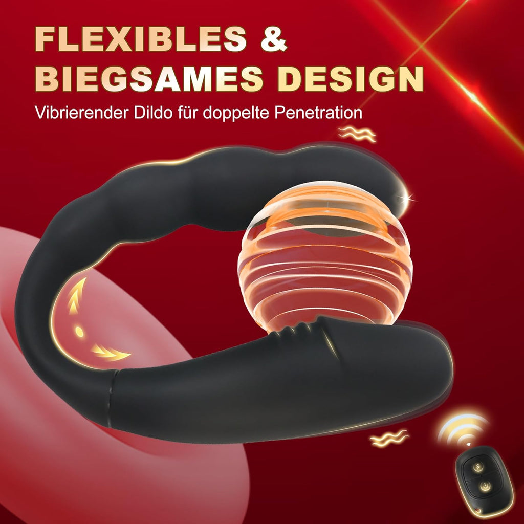 Doppeldildos Dildo Anal Vibrator Klitorisstimulator G-punkt Vagina Klitoris Anal Massage Drahtlose Steuerung Dildo Doppel Headed Vibratoren U-förmigen Sex spielzeug für Frauen Lesben Paar