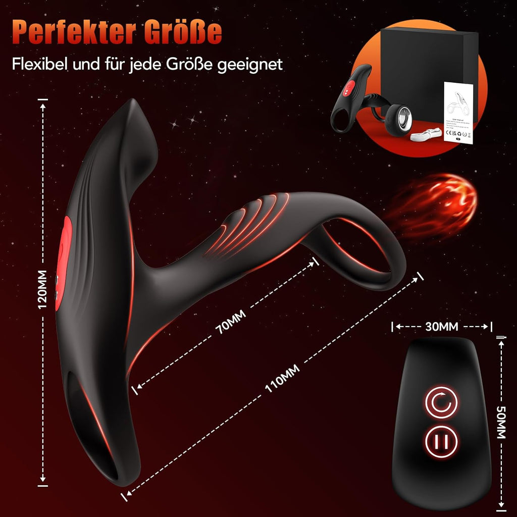 Penisring Sex spielzeug für Paare extrem sex, Penis Ring Erotik Sex Spielzeug für die Männer, Cockring Erotisches Sexspielzeug für Klitoris, 12 Vibrationsmodi Dual Penisring Massagegerät Schwarz