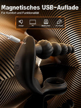 Laden Sie das Bild in den Galerie-Viewer, Sex Spielzeug für die Männer, Anal Plug Prostata Massagegerät Buttplug Penisring mit 10 Vibrierenden Modi, Prostata Stimulation mit 5 Analperlen, Wasserdichtes Sex Toyset für die Paare