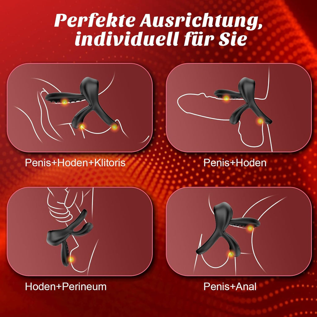 Dual Penisring Vibrator mit 360° Verstellbarem Tongue Klitorisstimulator, Sex Spielzeug für die Paare Männer, Penis Ring Sexspielzeug für Paare Extrem Sex, Penisringe Sextoysets für Paare Sex Cockring