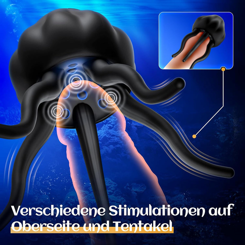 Masturbator Sexspielzeug für Paare Extrem Sex Toy mit 10 Vibrations Qualle Tentakel Penismassage Nippel & Klitoris Stimulator, Vibratorensets Penis Vibrator - Erotik Sextoysets für Ihn und Frauen