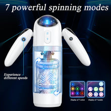 Laden Sie das Bild in den Galerie-Viewer, Elektrischer Masturbator Cup,Taschenmuschi Vibrationen mit 2 Griffe &amp; 7 Teleskopmodi &amp; Rotationsmodi,Masturbieren für Männer Elektrisch Masturbatoren 3D Vagina Pussy,Sex Spielzeug für die Männer
