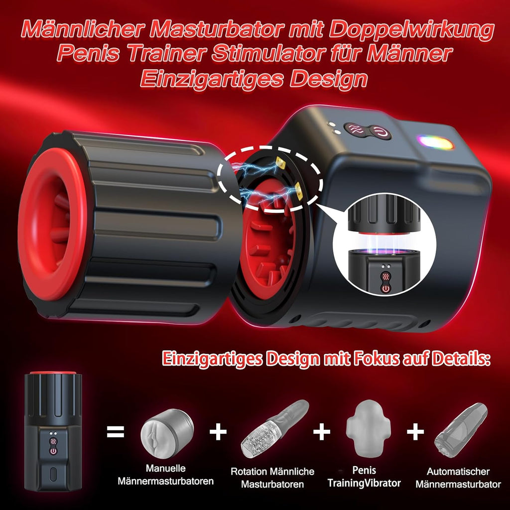 Elektrischer Masturbator Sex Spielzeug für die Männer - Masturbieren Sexspielzeug für Männer Solo Paare Extrem Sex mit 10 Vibrierend & Rotierend, Taschenmuschi Penis Masturbatoren Blowjob Sex Toys