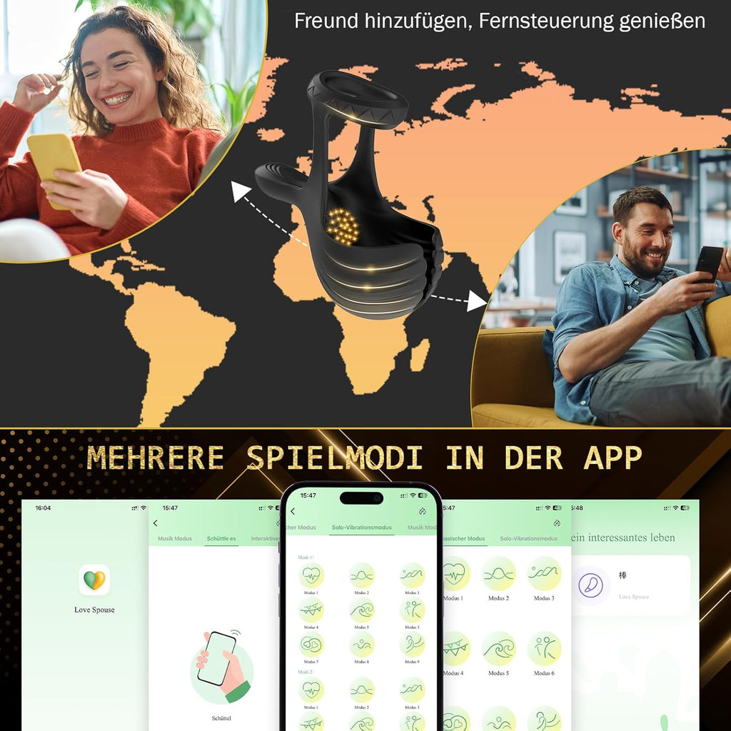 Penisring Vibrator für Hoden mit 10 Vibrationsmodi, APP Vibrator Erotik Sex Spielzeug für die Männer Penis Ring, Cockring Erotisches Sexspielzeug, Penisringe Massagegerät spielzeug für Paare extrem