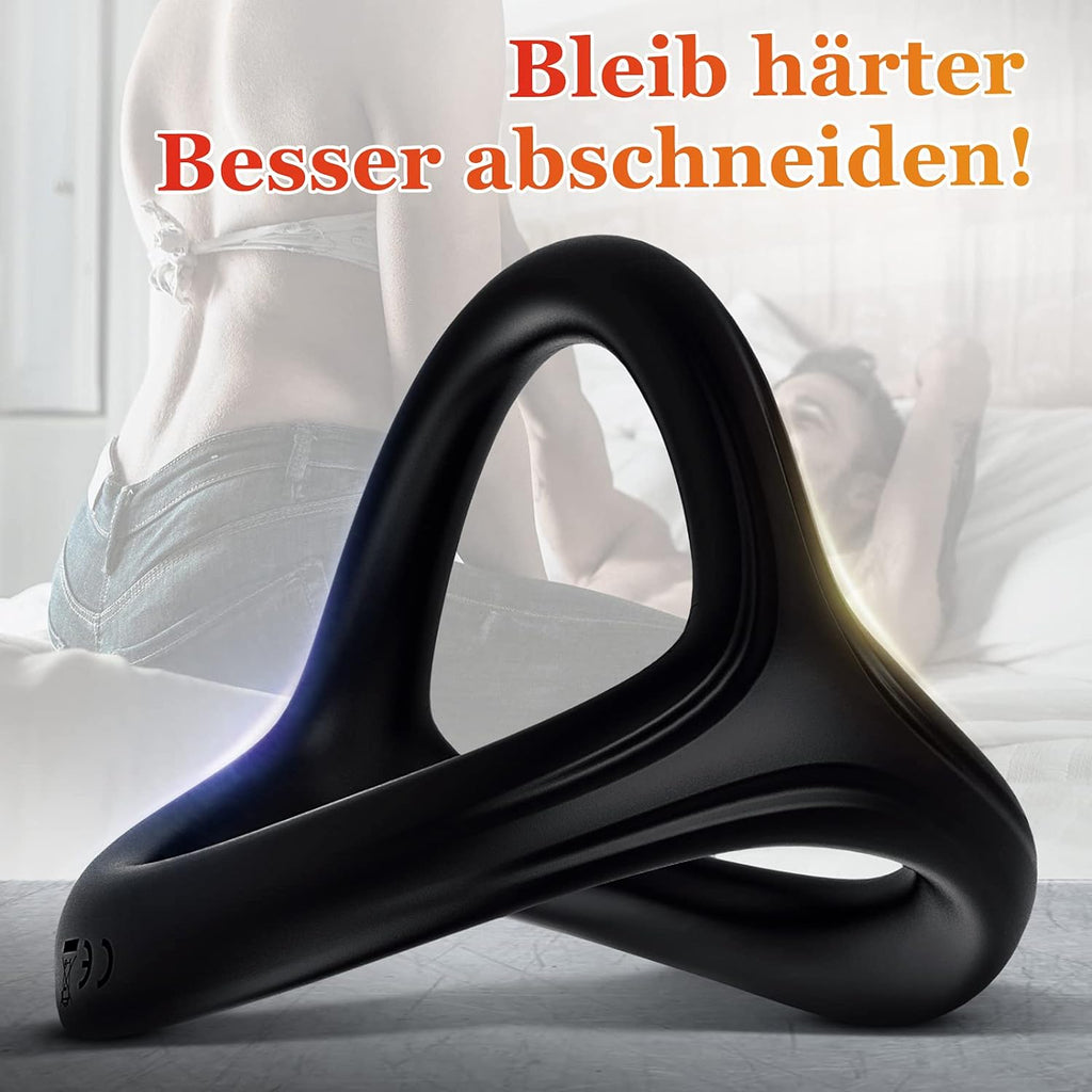 Mecofy Dreieckiger Penisringe, Premium Dehnbarer Silikon Penisring für Sex Männer, Pleasure Ring mit Hodensack-Ring Gürtel, Erotik Sexspielzeuge für Männer Paare, Schwarz