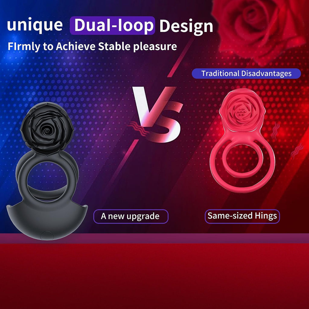 Männliche Blumenform Penisring Hoden Vibrierendes Sexspielzeug mit 10 Vibrationsmodi Penisring Vibrator Massage Penis Hoden Langanhaltende Erektion Sexspielzeug für Männer Paare