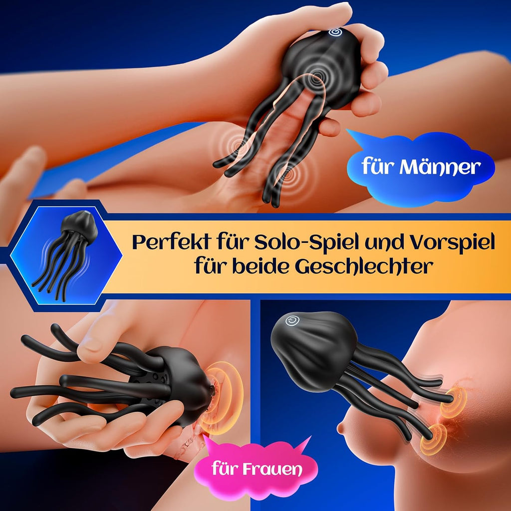 Masturbator Sexspielzeug für Paare Extrem Sex Toy mit 10 Vibrations Qualle Tentakel Penismassage Nippel & Klitoris Stimulator, Vibratorensets Penis Vibrator - Erotik Sextoysets für Ihn und Frauen
