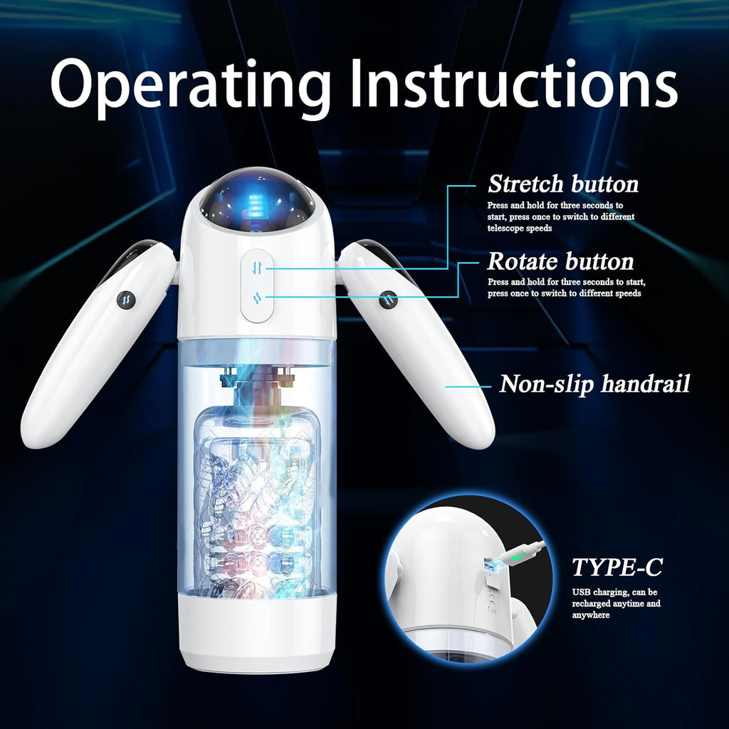 Elektrischer Masturbator Cup,Taschenmuschi Vibrationen mit 2 Griffe & 7 Teleskopmodi & Rotationsmodi,Masturbieren für Männer Elektrisch Masturbatoren 3D Vagina Pussy,Sex Spielzeug für die Männer