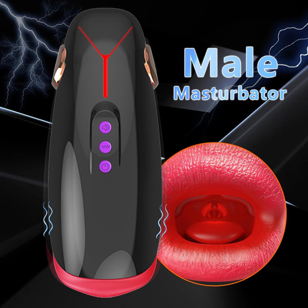Elektrischer Masturbator Cup 10 Vibration und Heizfunktion mit Zunge lecken Penis Vibratoren Elektrische Masturbatoren Penis Trainer, Männer Eichel Stimulator 3D Realistischer Vagina Pussy