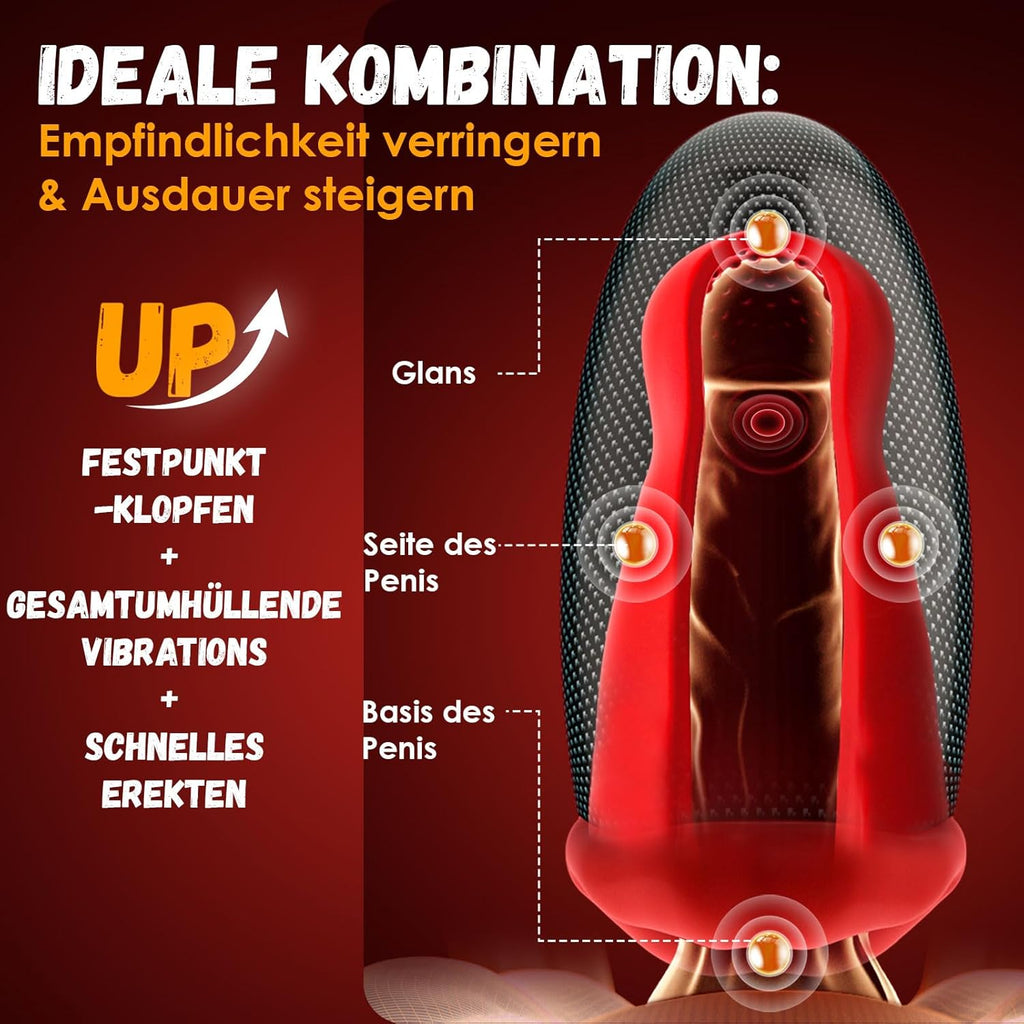Masturbieren für Männer Vibratorensets Masturbator, 9x9 Klopfen-Lecken-Vibration Sex Spielzeug für die Männer Taschenmuschi Penis Vibrator Eichel Sexspielzeug Solo Masturbatoren