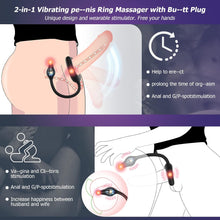 Laden Sie das Bild in den Galerie-Viewer, Vibrating Cock Ring with Anal Plug, lvhua Penis Ring Vibrator Magnet Adsorption Design, 10 Vibration Modes Adult Sex Toys for Men Couples, Prostate Massager G spot Nipple Vibrator Remote Control