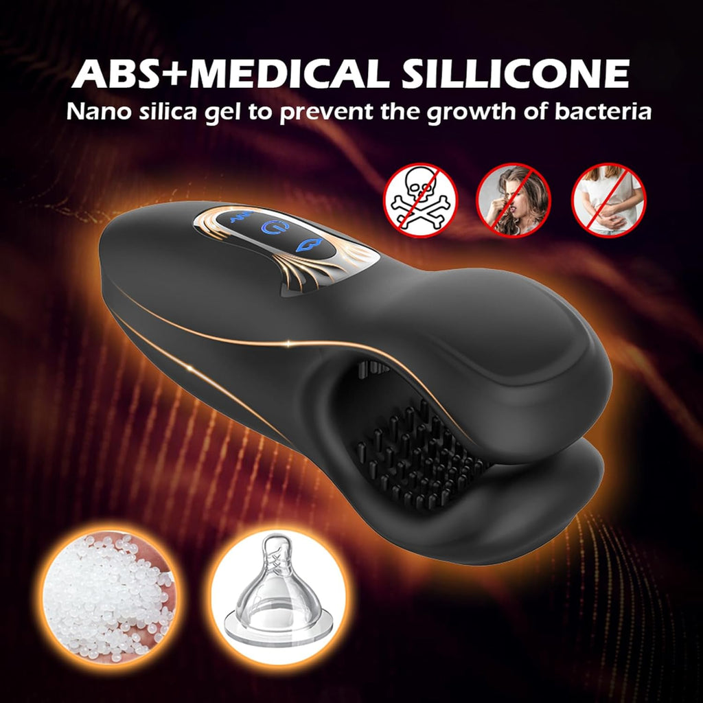 Zusammendrückbarer männlicher Masturbator-Penis-Vibrator-Trainer mit 10 Vibrationen 10 Beißmodi Silikon-Penismassagegerät Stroker, männlicher Vibrator verlängert die Ausdauer Sex Spielzeug