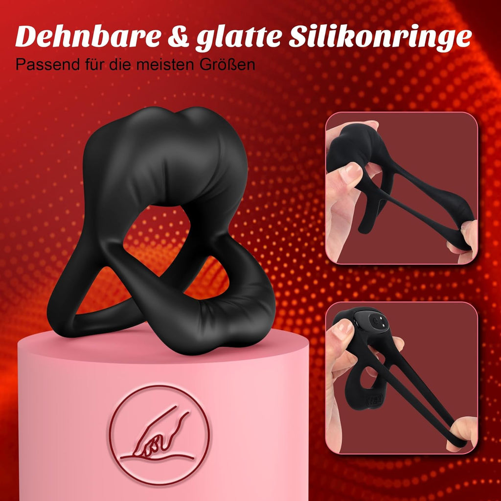 Dual Penisring Vibrator mit Klitoris Stimulator, Penisringe Sex Spielzeug für die Paare Extrem mit 9 Vibrationen, Sexspielzeug Vibratorensets für Paare Männer Cock Penis Ring Paarvibrator für Paare