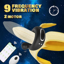 Laden Sie das Bild in den Galerie-Viewer, Vibrator mit APP-Steuerung Silikon Cockring für Penis/Hoden Stimulation, 3 IN 1 MULTIFUNKTIONALES DESIGN, 9 Vibrationsmodi, Wasserdichter Hodenringe Paarvibrator Sexspielzeug für Männer