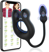 Laden Sie das Bild in den Galerie-Viewer, Männlicher Prostata Stimulator Massagegeräte Analvibratoren mit Penisring Analplug für Männer APP Steuerung Analplug 10 Vibrationen und 10 Swing modi Dehnbar Silikon Penisringe Sexspielzeug