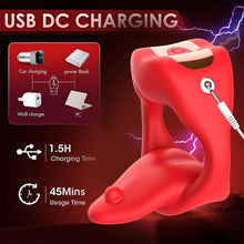 Laden Sie das Bild in den Galerie-Viewer, NEU Zunge Lecken Penisring Vibrator mit APP Fernbedienung und Hoden Stimulation, Silikon Cockring Penis Vibrator mit 10 Vibrationsmodi Sex Spielzeug für die Männer Paare Extrem Rot