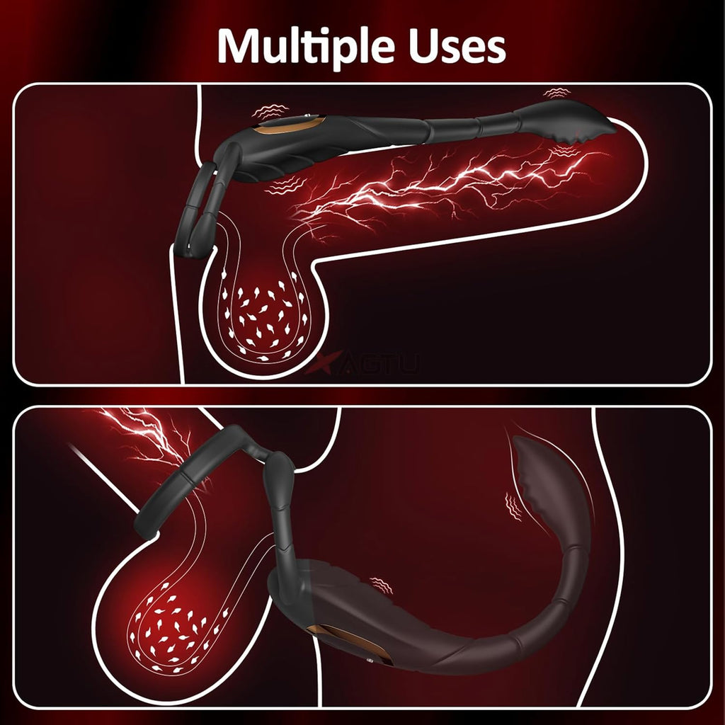 Vibrierender Penisring, Prostatamassagegerät, Analsexspielzeug, Analvibrator mit 9 Modi, Fernbedienung, vibrierender Analplug