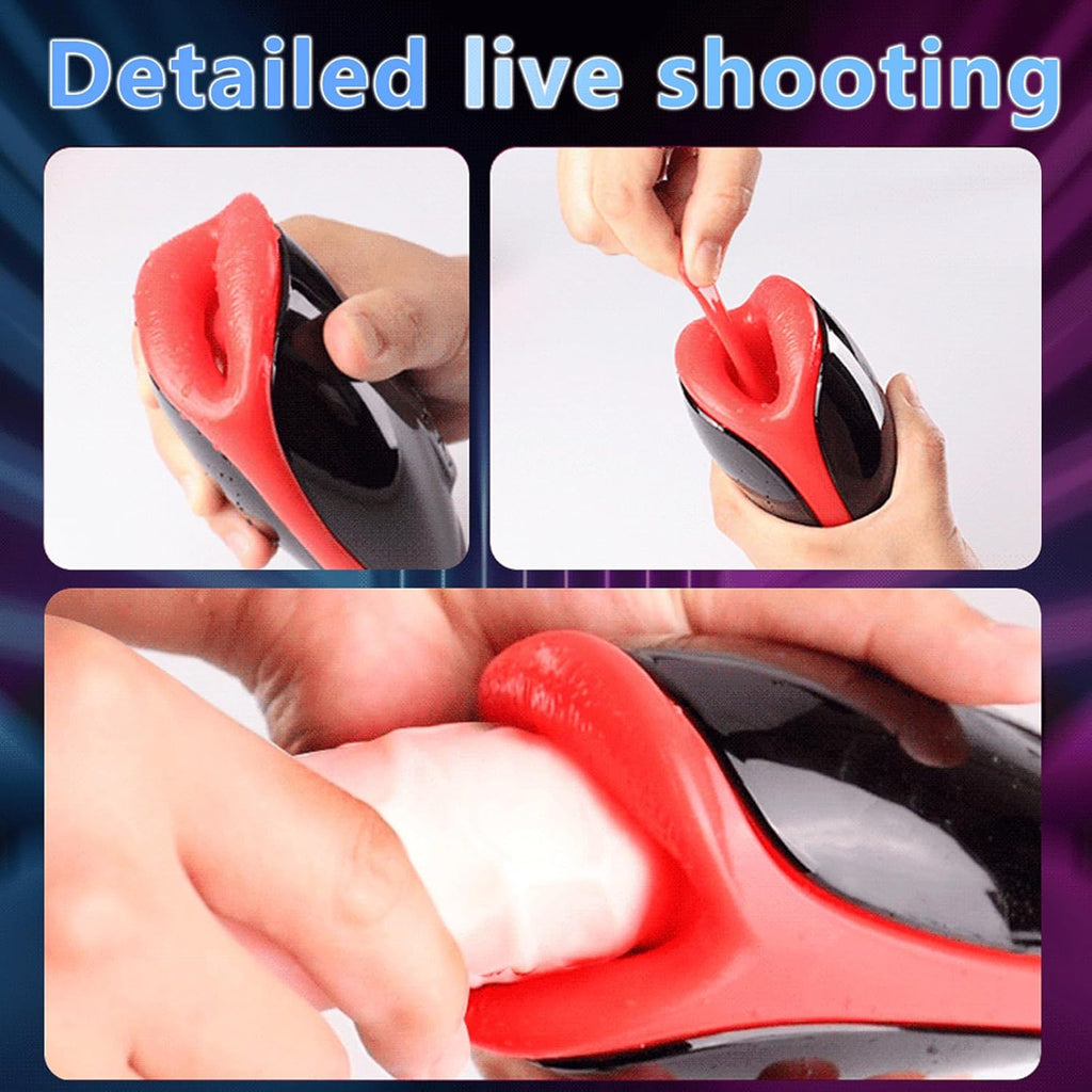 Elektrischer Masturbator Cup 10 Vibration und Heizfunktion mit Zunge lecken Penis Vibratoren Elektrische Masturbatoren Penis Trainer, Männer Eichel Stimulator 3D Realistischer Vagina Pussy