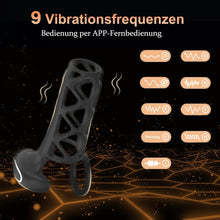 Laden Sie das Bild in den Galerie-Viewer, Penisring Vibrator mit 9 Vibrationsmodi Große Größe Hohlgewebe Penisbeschränkung Klitorisstimulation App Fernbedienung Erotisches Sexspielzeug für Paare Mann und Frau