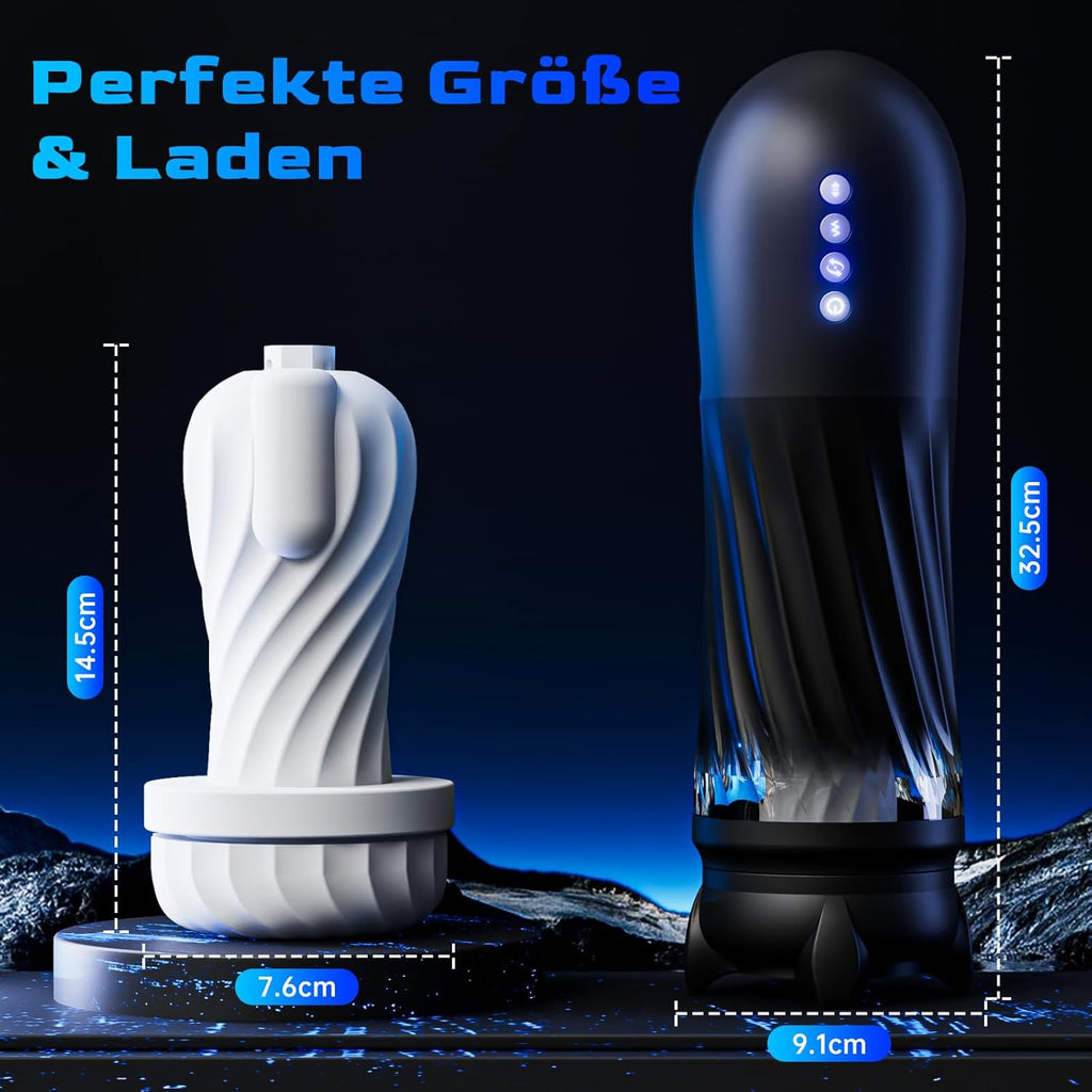 Masturbieren für Männer Elektrischer Masturbator, Sex Spielzeug für die Männer mit 3 Verdrehung & 5 Teleskopfunktion Vibratiosmodi, 3D Realistisch Vagina Heizung Masturbatoren Taschenmuschi Sex Toys
