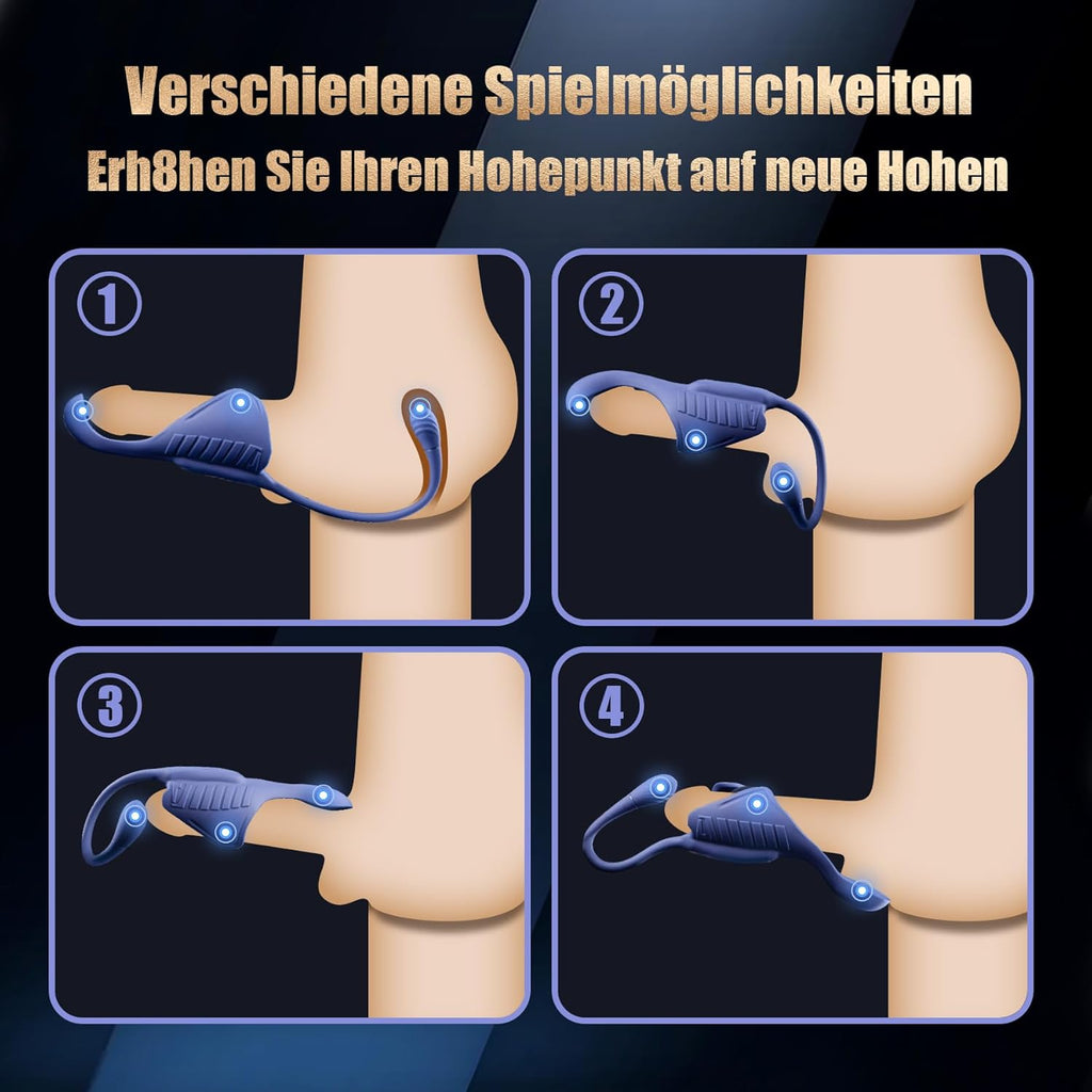 Elektrischer Masturbator Penistrainer Vibrator, Masturbieren für Männer mit 9 Vibration, 4IN 1 Sexspielzeug Penis Eichel Hodensack AnalVibrator Prostata Stimulator Masturbatoren Sex Spielzeug für Männ