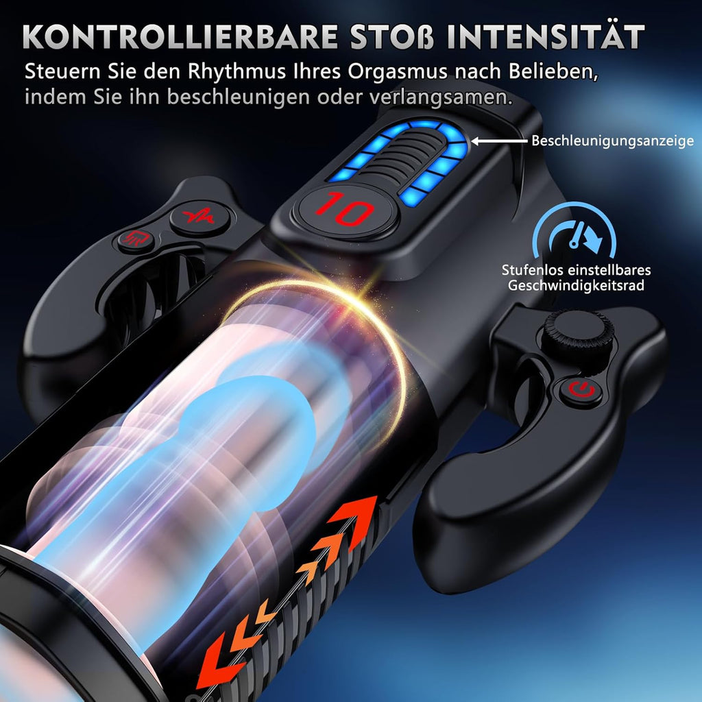LED Mastrubrator für Manner Handfrei mit Schub, Saug und Vibrationsmodi, Penis Vibratorensets Sexspielzeug für Manner Solo