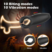 Laden Sie das Bild in den Galerie-Viewer, Zusammendrückbarer männlicher Masturbator-Penis-Vibrator-Trainer mit 10 Vibrationen 10 Beißmodi Silikon-Penismassagegerät Stroker, männlicher Vibrator verlängert die Ausdauer Sex Spielzeug