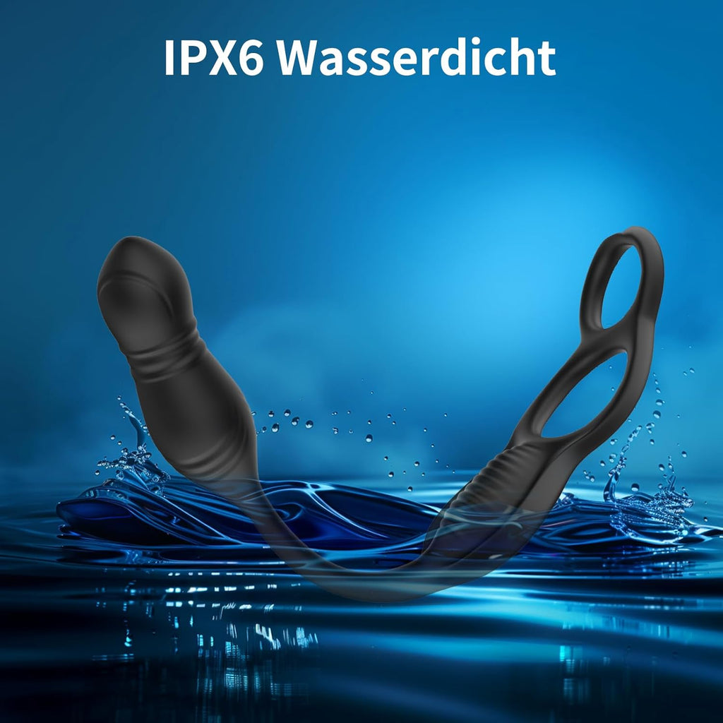Analvibrator Prostata Stimulation Vibration Männer, Anal Plug Vibrator Mit Penisring, Anal Dildo Analvibratoren Mit Stoßfunktion, Herren Anal Toy Sex Spielzeug für Mann