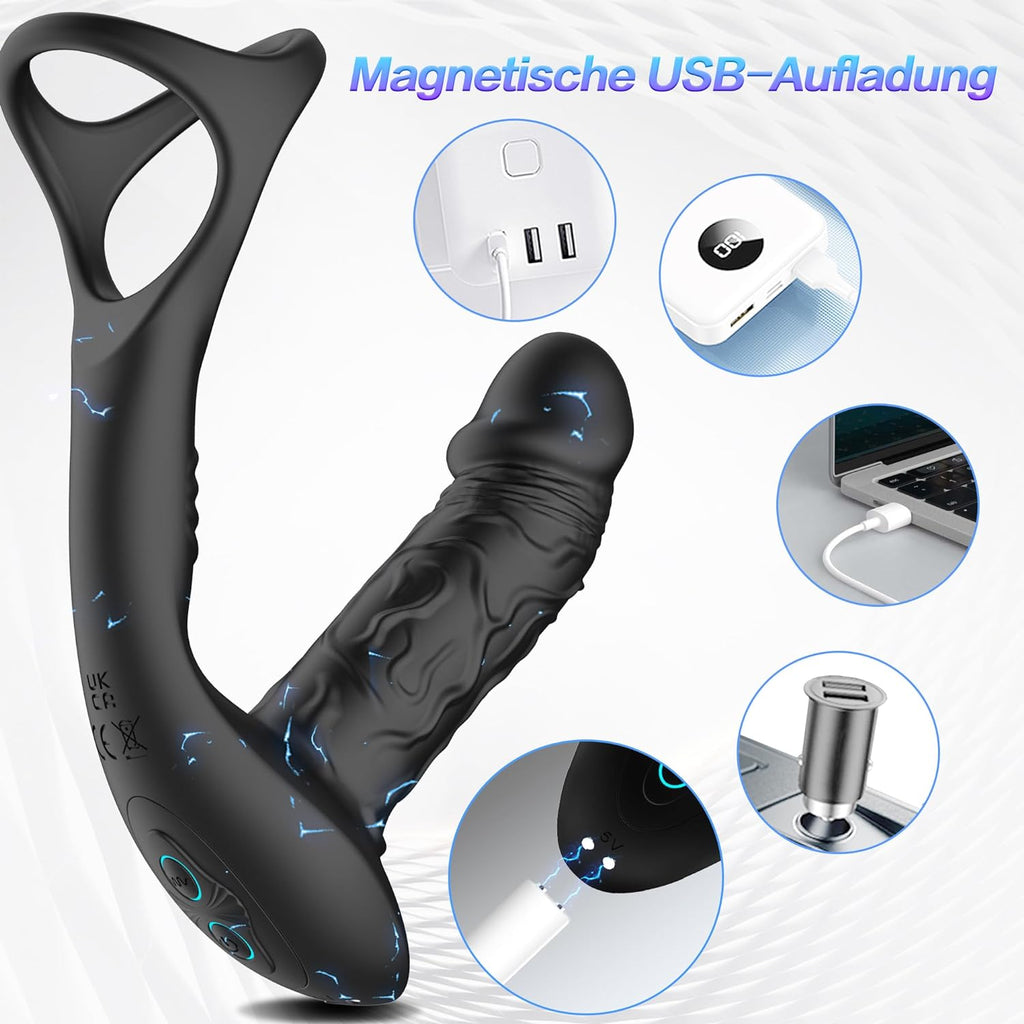 Prostata Stimulation Männer mit 9 Vibrationsmodi und Wiggle-Modus, Analvibratoren für Mann Anal Dildo Vibrator, Prostata Vibrator Analplug für Männer
