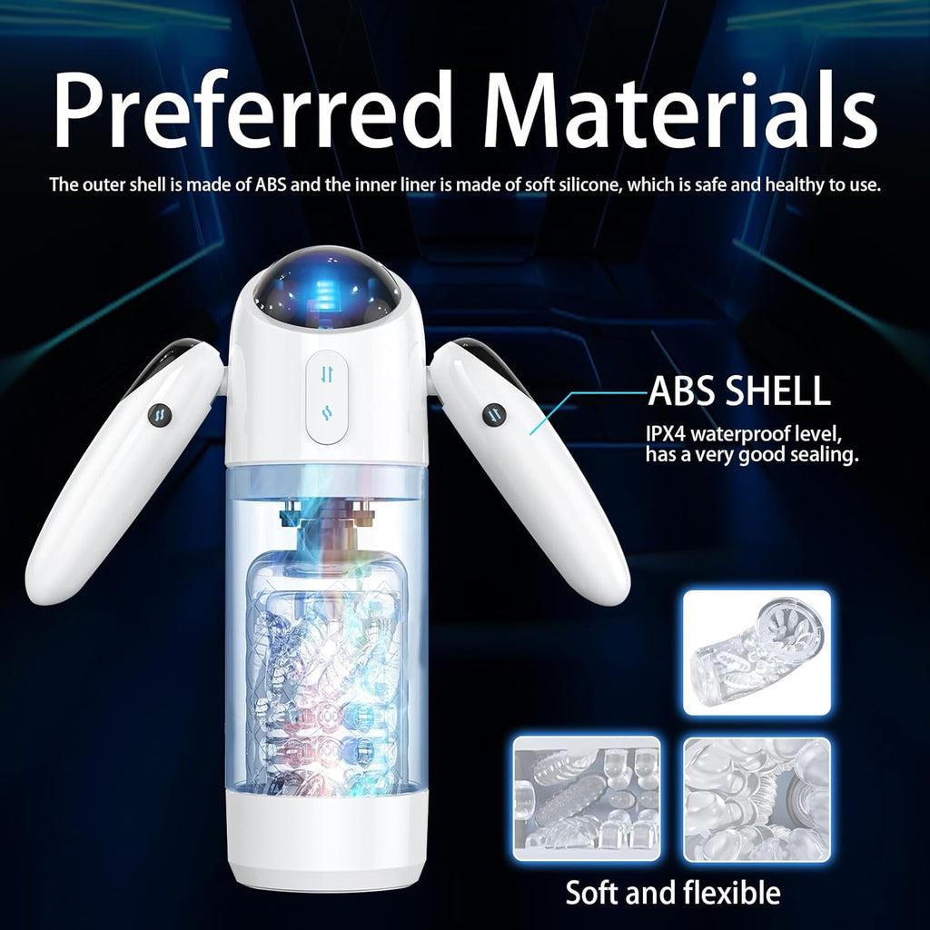 Elektrischer Masturbator Cup,Taschenmuschi Vibrationen mit 2 Griffe & 7 Teleskopmodi & Rotationsmodi,Masturbieren für Männer Elektrisch Masturbatoren 3D Vagina Pussy,Sex Spielzeug für die Männer