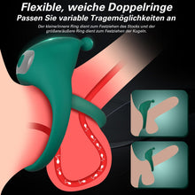 Laden Sie das Bild in den Galerie-Viewer, Dual Penisringe Vibrator, Dehnbarer Vibratorensets für Männer Sexspielzeug mit 10 Modi Penis Stimulation G-Punkt Vibrator, Erotik Sex Spielzeug für die paare, Grün
