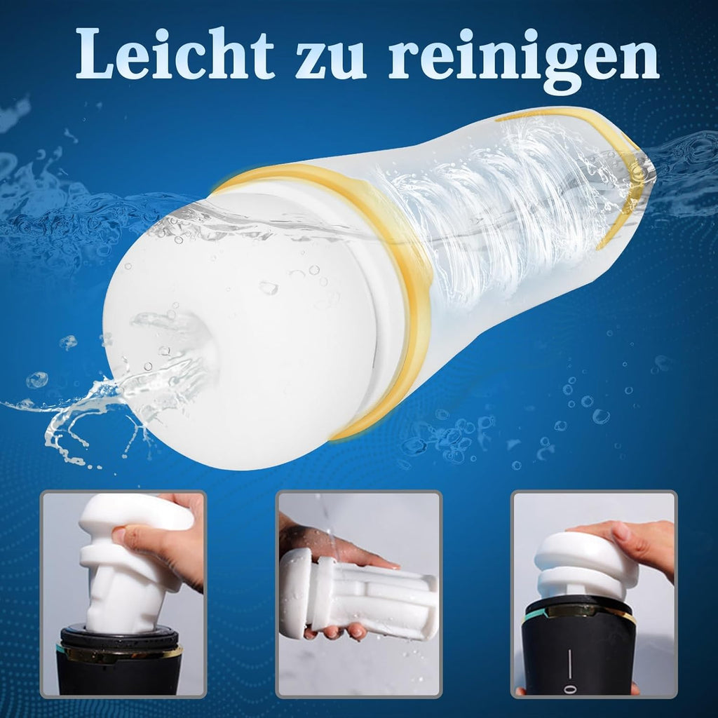 Masturbieren für Männer Elektrisch 10 Vibrationsstufen& 3 Saugstufen Masturbator Männer 42℃ Taschenmuschi Sexspielzeug Vibratorstarb Männer Elektrischer Masturbator taschenmuschi weiß