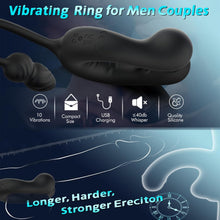 Laden Sie das Bild in den Galerie-Viewer, Männlicher Prostata Stimulator Massagegeräte Analvibratoren mit Penisring Analplug für Männer APP Steuerung Analplug 10 Vibrationen und 10 Swing modi Dehnbar Silikon Penisringe Sexspielzeug