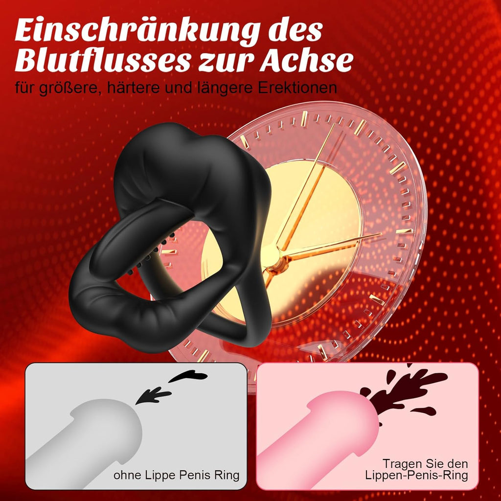 Dual Penisring Vibrator mit 360° Verstellbarem Tongue Klitorisstimulator, Sex Spielzeug für die Paare Männer, Penis Ring Sexspielzeug für Paare Extrem Sex, Penisringe Sextoysets für Paare Sex Cockring